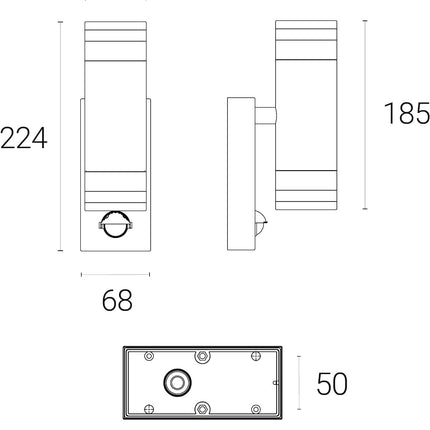 4lite Marinus GU10 Bi-Directional Outdoor Wall Light with PIR - Stainless Steel