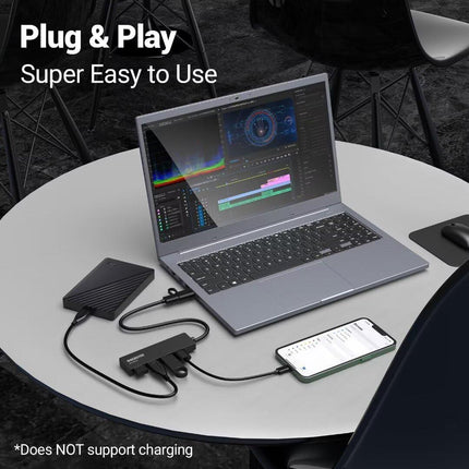 4-Port USB C and A Hub Splitter Ultra Slim Fast 5Gbps data for Mac Windows Linux