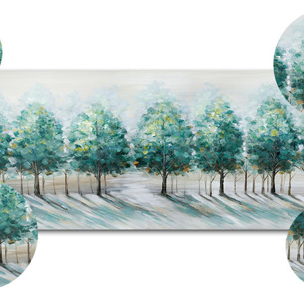 Large Framed Canvas Wall Art 120x50cm Green Trees Landscape Painting FajerminArt