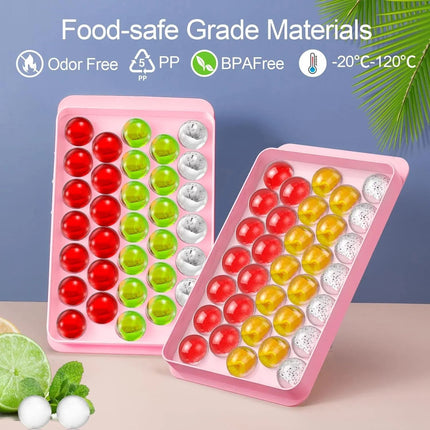 Ice Cube Tray Reusable With Container Scoop & Tongs BPA Free Makes 66 Ice Balls