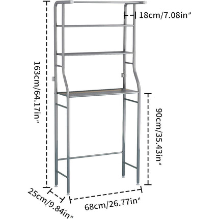 3-Tier Drum Storage Rack Space-Saving Bathroom Organizer Silver MOYIPIN