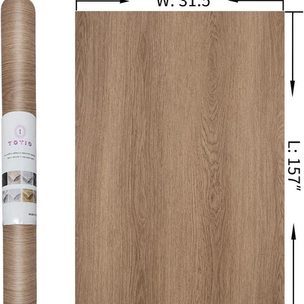 Wood Effect Wallpaper Self Adhesive Vinyl Matte Waterproof 31.5x157in TOTIO