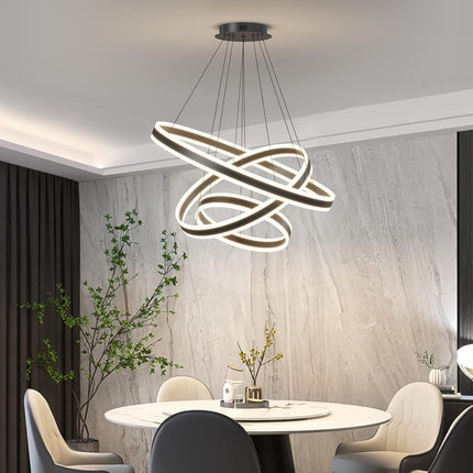 Mikeru 3 Ring Round Pendant Light, Adjustable Dimmable Hanging, 20+40+60cm