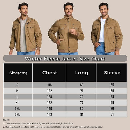 Mens Military Bomber Jacket Cargo Cotton Windbreaker Brown Size XL KEFITEVD