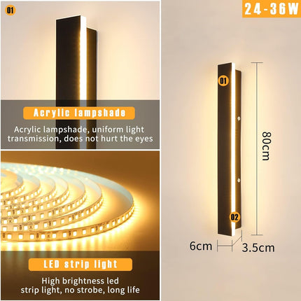 LED Outdoor Wall Light 80cm 3 Color 3000K 4500K 6000K Rainproof Mikeru
