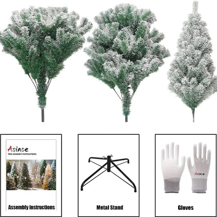 Artificial Christmas Tree 6FT Snow Flocked 850 Tips Metal Stand Asinse