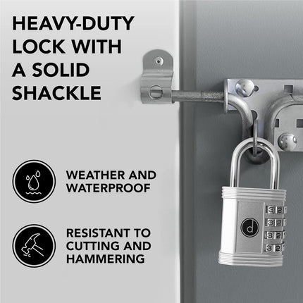 Desired Tools 4-Digit Combination Padlock - Weatherproof for Gym, Gate & Storage
