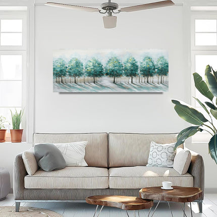 Large Framed Canvas Wall Art 120x50cm Green Trees Landscape Painting FajerminArt