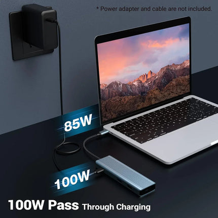 USB C Docking Station 9-in-1 with HDMI 4K SD/TF Slots USB for Mac Windows Linux