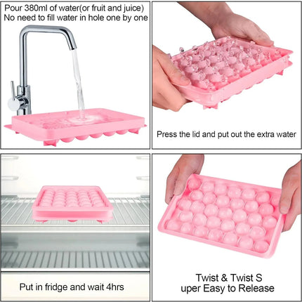 Ice Cube Tray Reusable With Container Scoop & Tongs BPA Free Makes 66 Ice Balls
