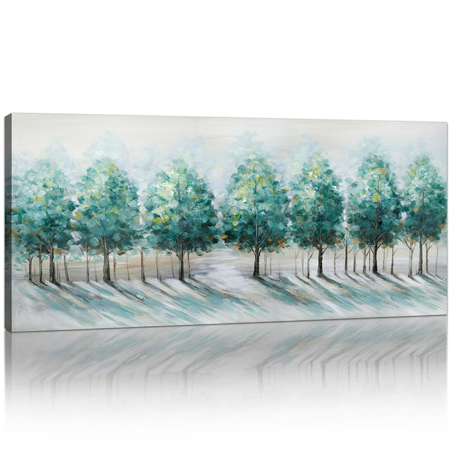 Large Framed Canvas Wall Art 120x50cm Green Trees Landscape Painting FajerminArt