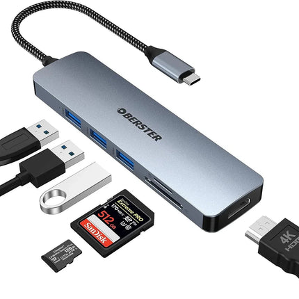 OBERSTER USB C Hub 6 in 1 USB C Adapter for Mac Windows Dual Display HDMI