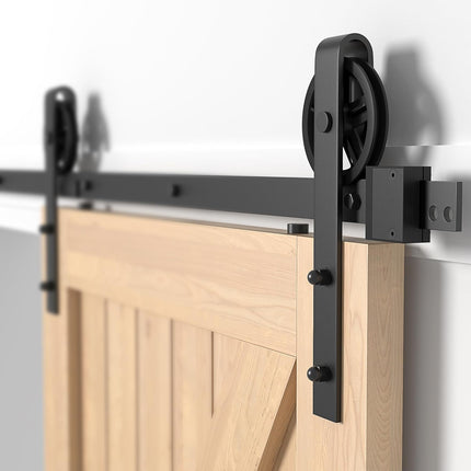 Sliding Barn Door Kit 6.6FT Heavy Duty Single Wood Door Track Black SANKEYTEW