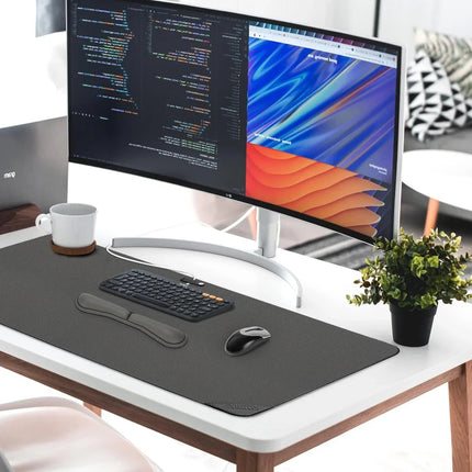Office Desk Protector 80x40cm Truffle Grey Faux Leather for Keyboard and Mouse