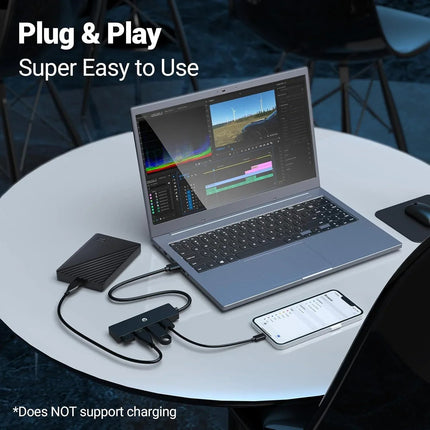 4-Port USB 3.0 Hub for High-Speed Data Transfer Laptop for Mac Windows Linux