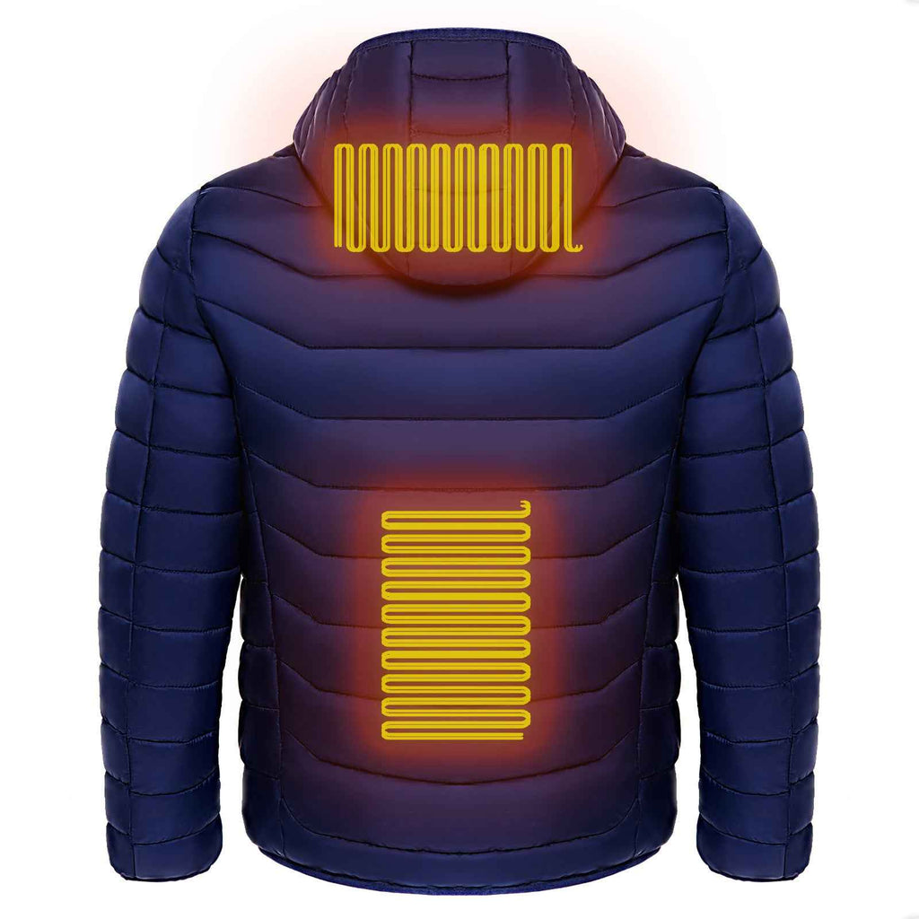 Men Heated Puffer Jacket Electric Heating Coat Insulated Hood Windbreaker 9Heat Zones