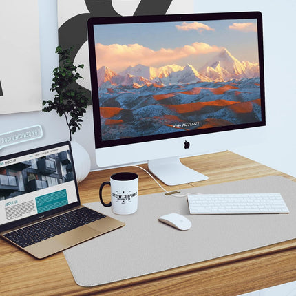 Premium PU Leather Desk Mat Protector Waterproof - Titanium Silver 60 x 35 CM
