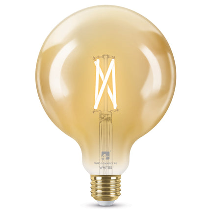 4lite WiZ Connected G125 Globe Filament Amber WiFi LED Smart Bulb - E27 Large Screw