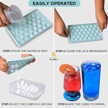 Reusable 66 Ice Ball Cube Set with Lid, Bin, Scoop and Tongs for Home Bar