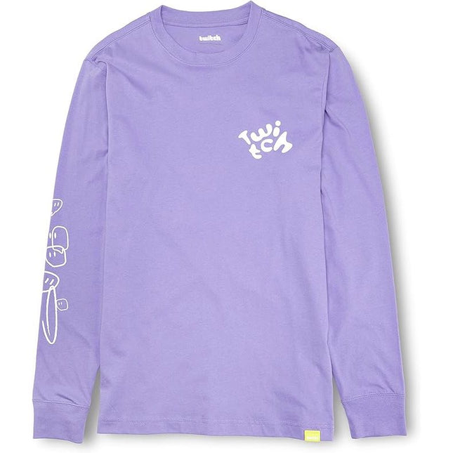 Twitch Long Sleeve Tee, 100% Cotton Top, Dusty Purple,  Size M