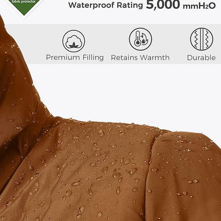 Mens Long Winter Puffer Jacket Windproof Cotton Padded Brown Size S