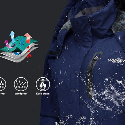 Womens Jacket Hooded Waterproof Winter Ski Snowboarding Size L Wantdo