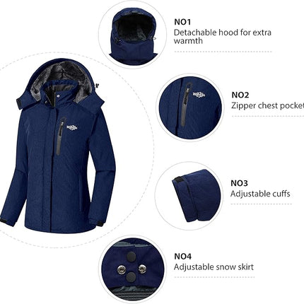 Womens Jacket Hooded Waterproof Winter Ski Snowboarding Size L Wantdo