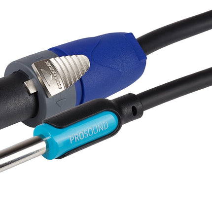 ProSound Neutrik Speakon NL2FX Connector to 1/4" 6.35mm 2 Pole Jack Plug Cable - Black