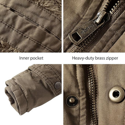 Men's Thickened Fleece Parka Jacket With Removable Hood Size S Insulated