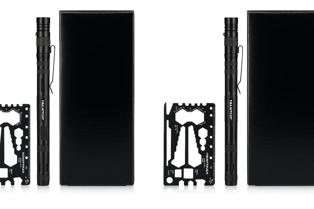 Tactical Pen Multi-Function 9-in-1 Including Aluminium Wallet Card Tool 2 Pack
