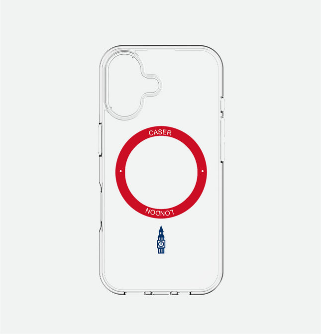 Slim Clear iPhone 16 Case with Red MagSafe Ring - Big Ben | The Iconic Case