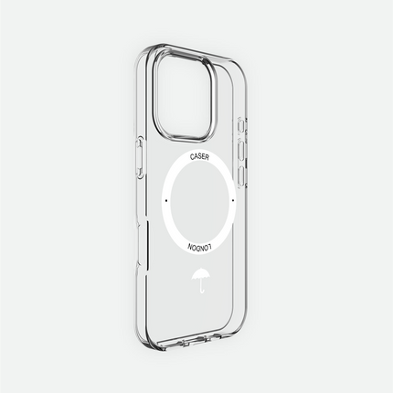 Slim Clear iPhone 16 Pro Case with White MagSafe Ring - Umbrella Icon | The Iconic Case
