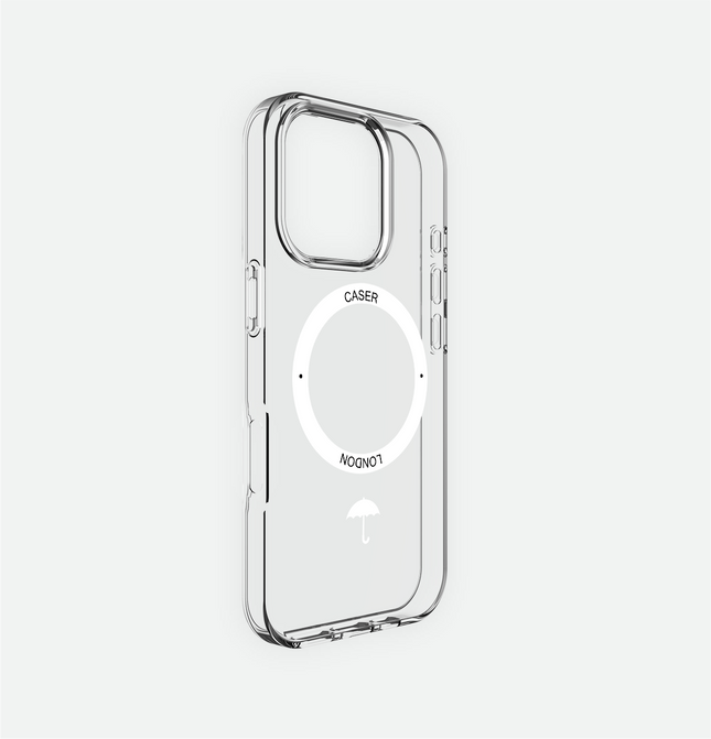 Slim Clear iPhone 16 Pro Case with White MagSafe Ring - Umbrella Icon | The Iconic Case