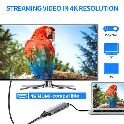 USB C Hub to 4K HDMI-Compatible USB 3.0 2.0 Type C PD Charging Dock for MacBook iPad Samsung S10 Dex TV Mouse Keyboard U Disk