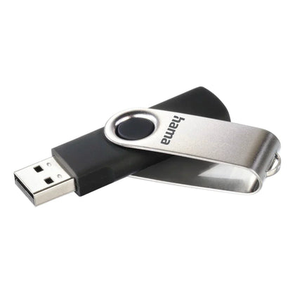 Hama Rotate 128GB USB Flash Drive, Rotating Cap, Black Silver