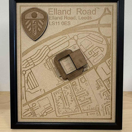 LUFC Elland Road Framed Wall Art 3D Laser Engraved Stadium Wooden Print Gift