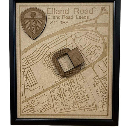 LUFC Elland Road Framed Wall Art 3D Laser Engraved Stadium Wooden Print Gift