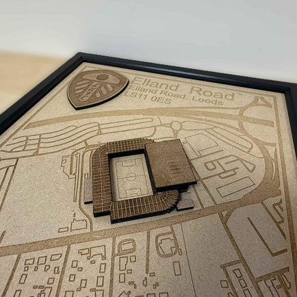 LUFC Elland Road Framed Wall Art 3D Laser Engraved Stadium Wooden Print Gift