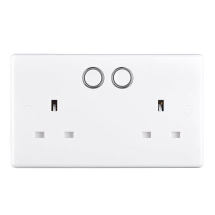 British General Slim Nexus Double Switched 13A Power Socket + Smart Home Control - White