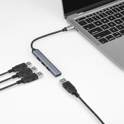 Nikkai USB-C Multiport Hub to 4x USB-A 3.1 Super Speed with 13cm Cable