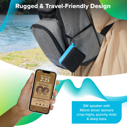 Maplin Waterproof Portable Bluetooth Speaker with Carabiner Clip