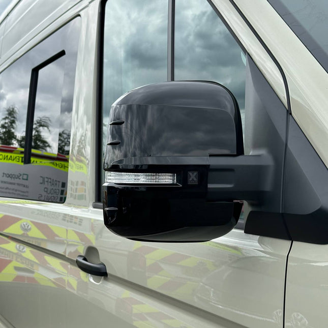 For VW Crafter New Shape Mirror Covers -  Set of 2 - Gloss Black | Van-X