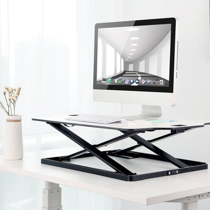 ProperAV Stand Up Desk Converter with Gas Spring Lift & Variable Height Settings - White