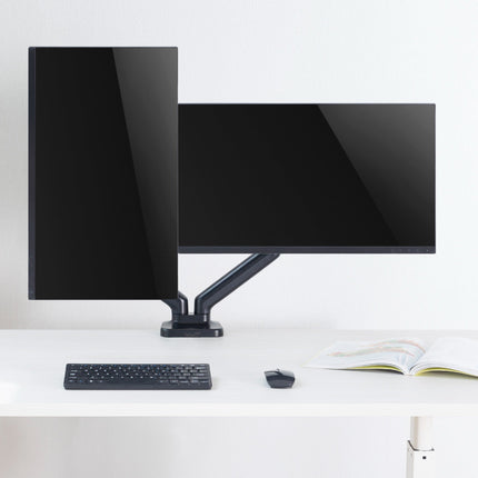ProperAV Desk Monitor Mount 17" - 32" Dual Articulated Swing Arm VESA Max 100x100