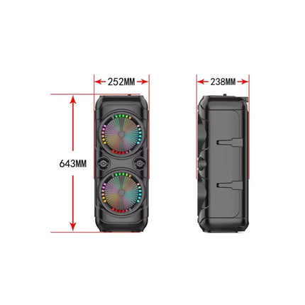 Portable Party Speaker – Dual 8'' Bass Boost, LED Ring Lights, Wireless Mic & Karaoke Fun (ZQS8229/30)