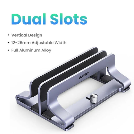UGREEN Vertical Laptop Stand For MacBook Air Pro Triple Slots Aluminum Notebook Stand For MacBook Pro Tablet iPad Phone Holder