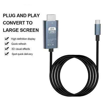 Type C to HDTV 4K Cable Adaptor Plug & Play 2M (VD-ADP017)