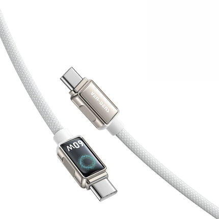 USB C to USB C 60W Zinc Alloy Braided White Fast Data Charging Cable VD-DC11CC