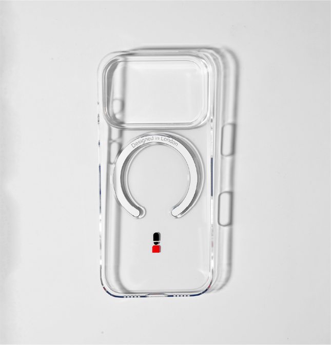 Slim Clear iPhone Air Case with Royal Blue MagSafe Ring - King's Guard | The Iconic Slim