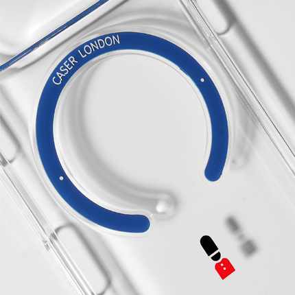 Slim Clear iPhone 17 Pro Max Case with Royal Blue MagSafe Ring - King's Guard | The Iconic Slim